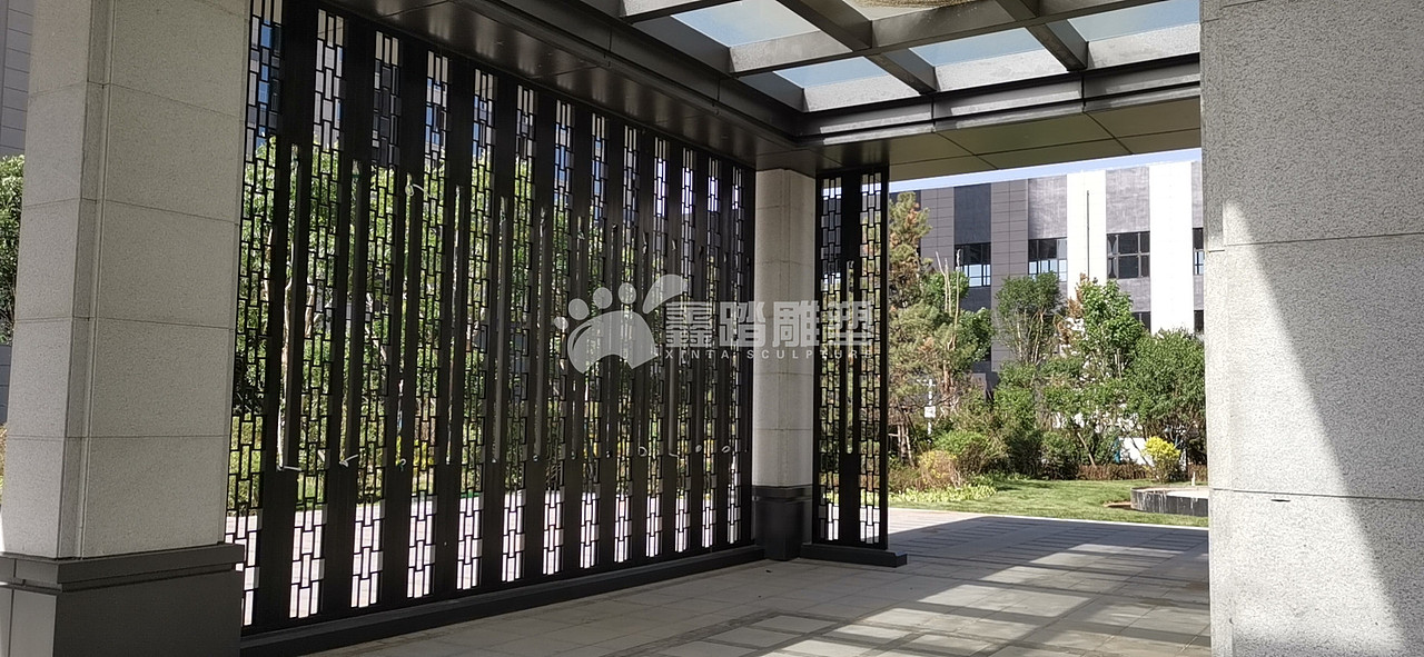 拉丝红古铜不锈钢屏风成品安装效果 中国风系列