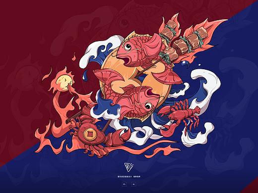 海鮮燒烤店插畫（個(gè)人主頁-ZNDgwNjE1NDg=） - 商業(yè)插畫 - 站酷設(shè)計(jì)師吾北原創(chuàng)素材 - 站酷ZCOOL