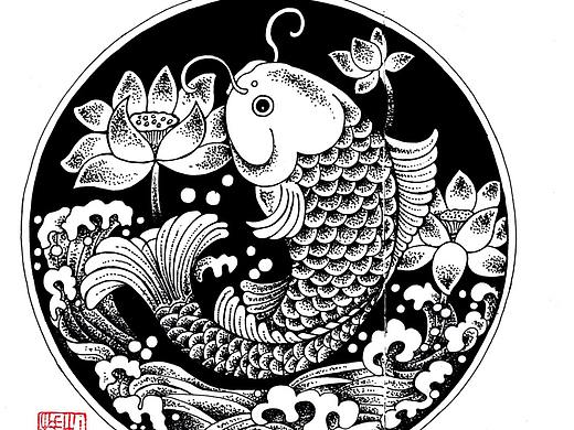 中国风传统插画线稿图