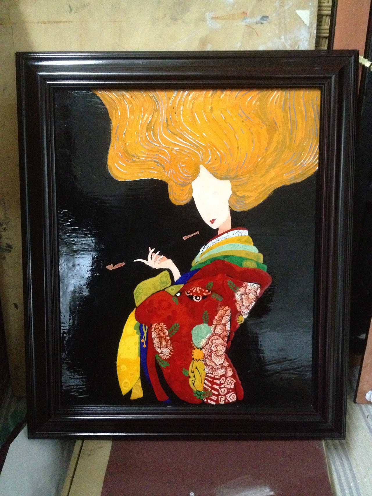 这是我第一次发图,我的作品是漆画,虽然本人大学专业是动漫媒体,但是