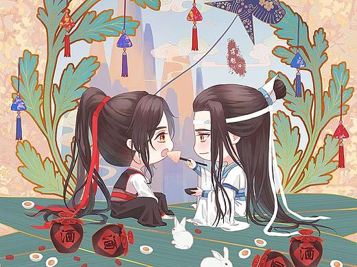 魔道祖師·忘羨·端午節(jié)剝粽子（個人主頁-ZNDU3NTk1ODg=） - 創(chuàng)作習作 - 站酷設計師落魁原創(chuàng)素材 - 站酷ZCOOL