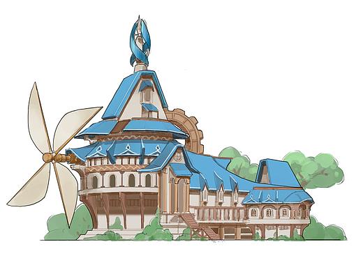 单体设计练习——磨坊（个人主页-ZNDUwMjU3OTI=） - 游戏原画 - 站酷设计师侯小侯原创素材 - 站酷ZCOOL