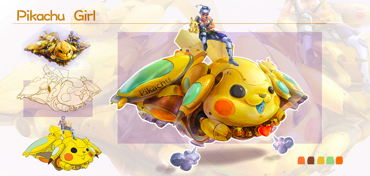 皮卡丘飛船（圖ZMzU0NjU4NzEy） - 游戲原畫 - 站酷設計師敏兒baby的原創(chuàng)素材 - 站酷ZCOOL