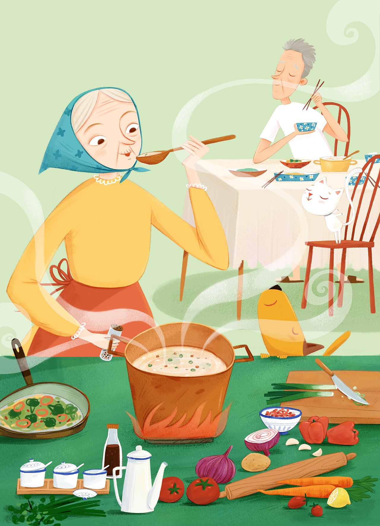 花奶奶系列童书（图ZMjcyNjYzMzMy） - 儿童插画 - 站酷设计师鱼丸插画原创素材 - 站酷ZCOOL