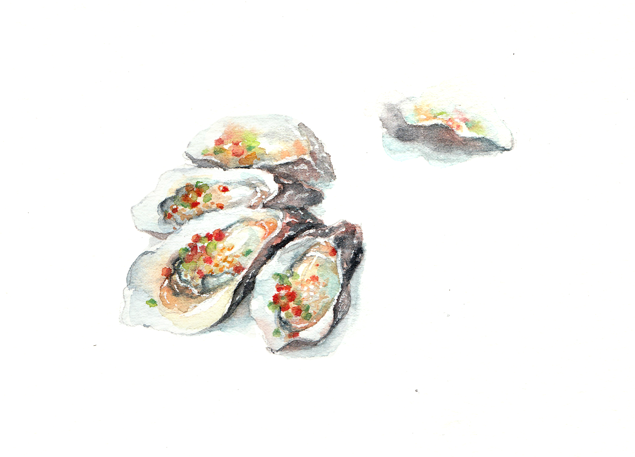 二月  夜宵摊上的蒜蓉烤生蚝