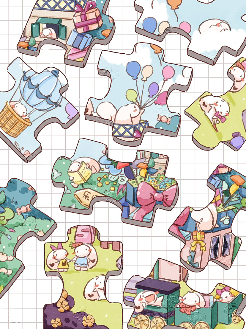 拼图🧩（图ZMzQ3NDgyNDgw） - 儿童插画 - 站酷设计师Yue乐公子原创素材 - 站酷ZCOOL