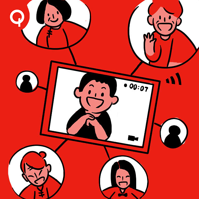 高通手机网络春节4G+推广插画设计