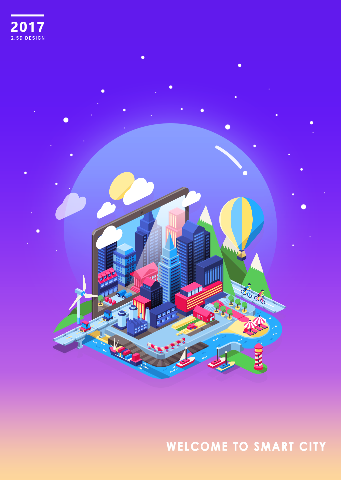 2.5d插画设计~smart city
