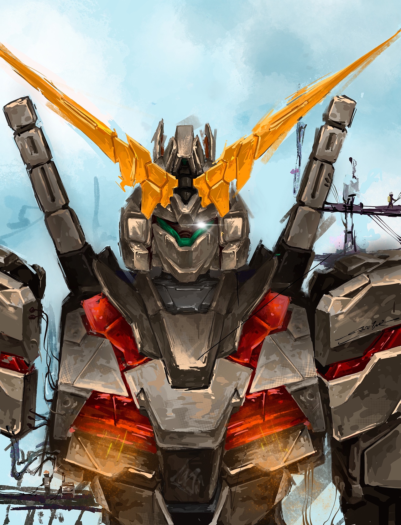 高达 独角兽 写生|插画|商业插画|高杰reborn_原创作品-站酷zcool