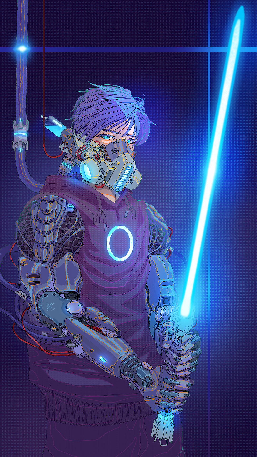 赛博朋克光剑战甲|插画|游戏原画|江小圆不圆 - 原创作品 - 站酷