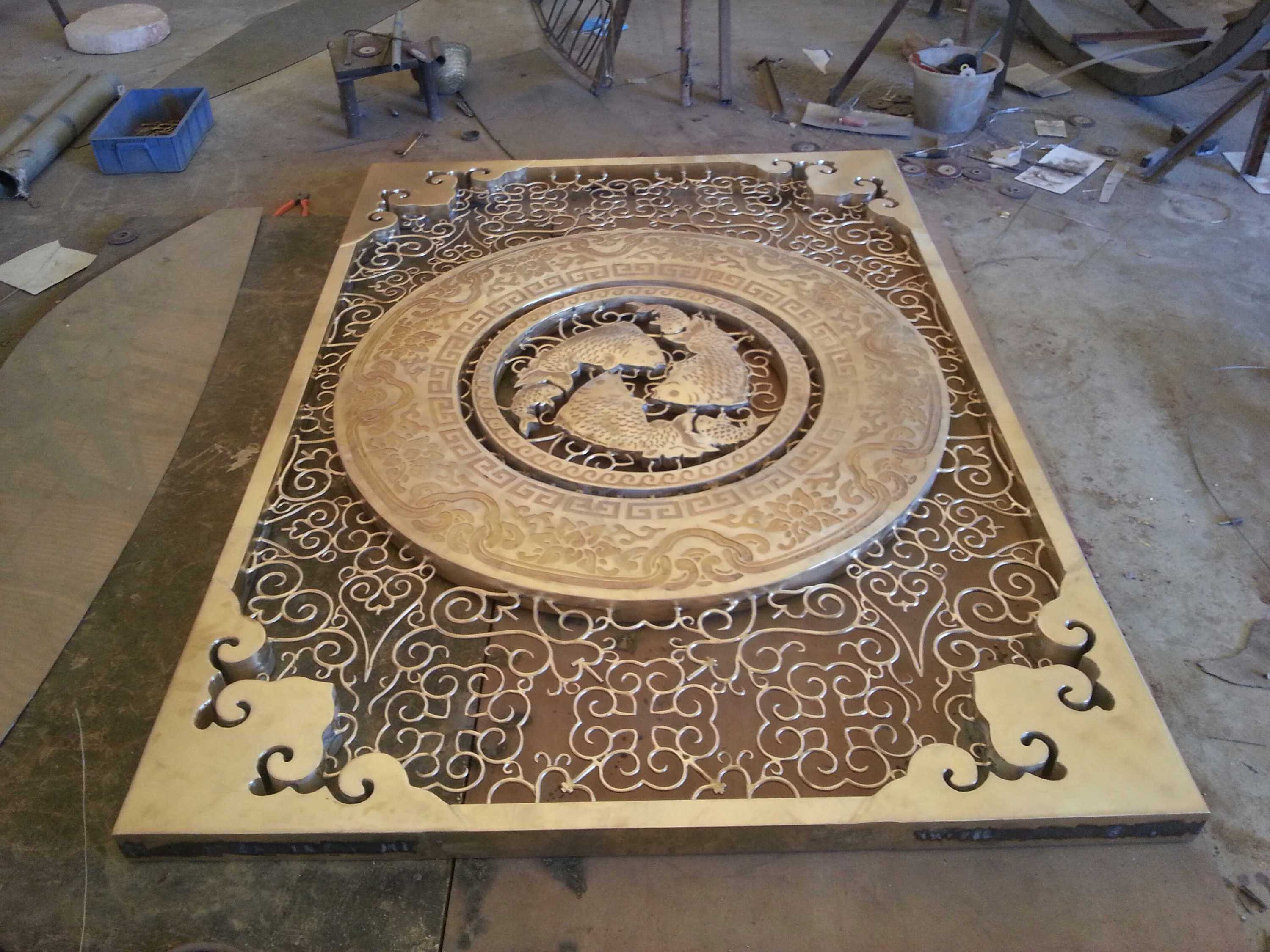 酒店大堂文化背景墙 大型锻铜画 紫铜锻造浮雕壁画