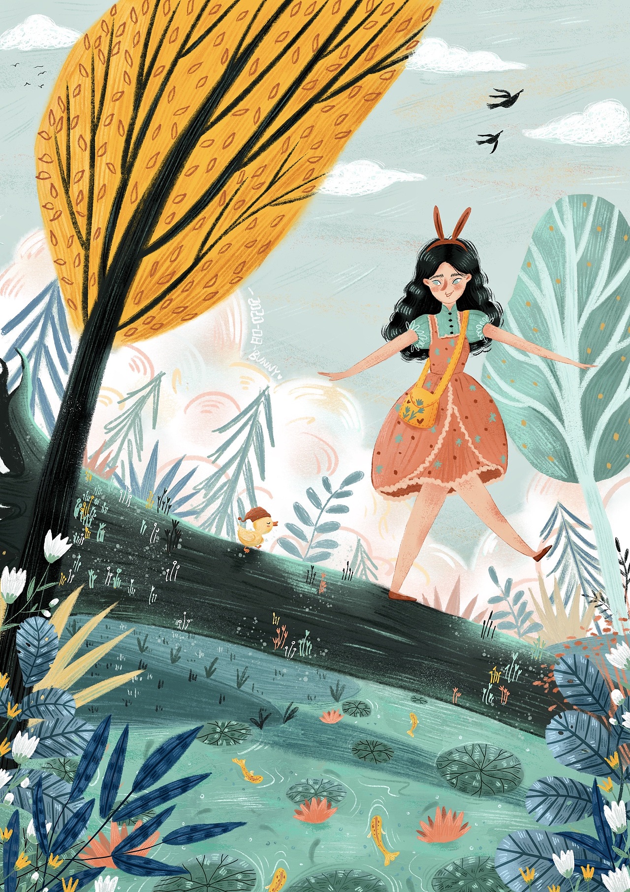 八月女孩与鹅系列作品（图ZMjIyNzY0OTQw） - 儿童插画 - 站酷设计师卷毛肥兔子原创素材 - 站酷ZCOOL