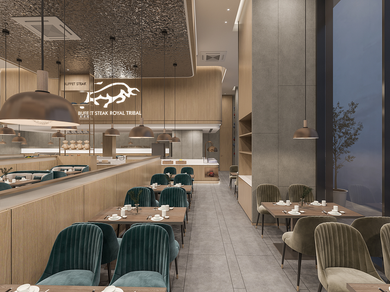 【三景装饰】皇家部落 自助牛排佛堂店（图ZMjI5OTQ1OTc2） - 家装设计 - 站酷设计师sjzs原创素材 - 站酷ZCOOL