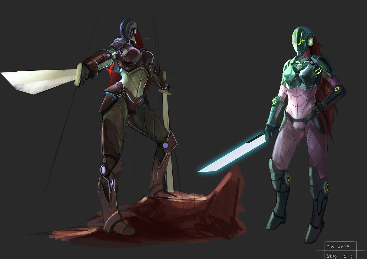 科幻盔甲女人体（图ZMjI0NTM0NzI=） - 游戏原画 - 站酷设计师tw3000原创素材 - 站酷ZCOOL