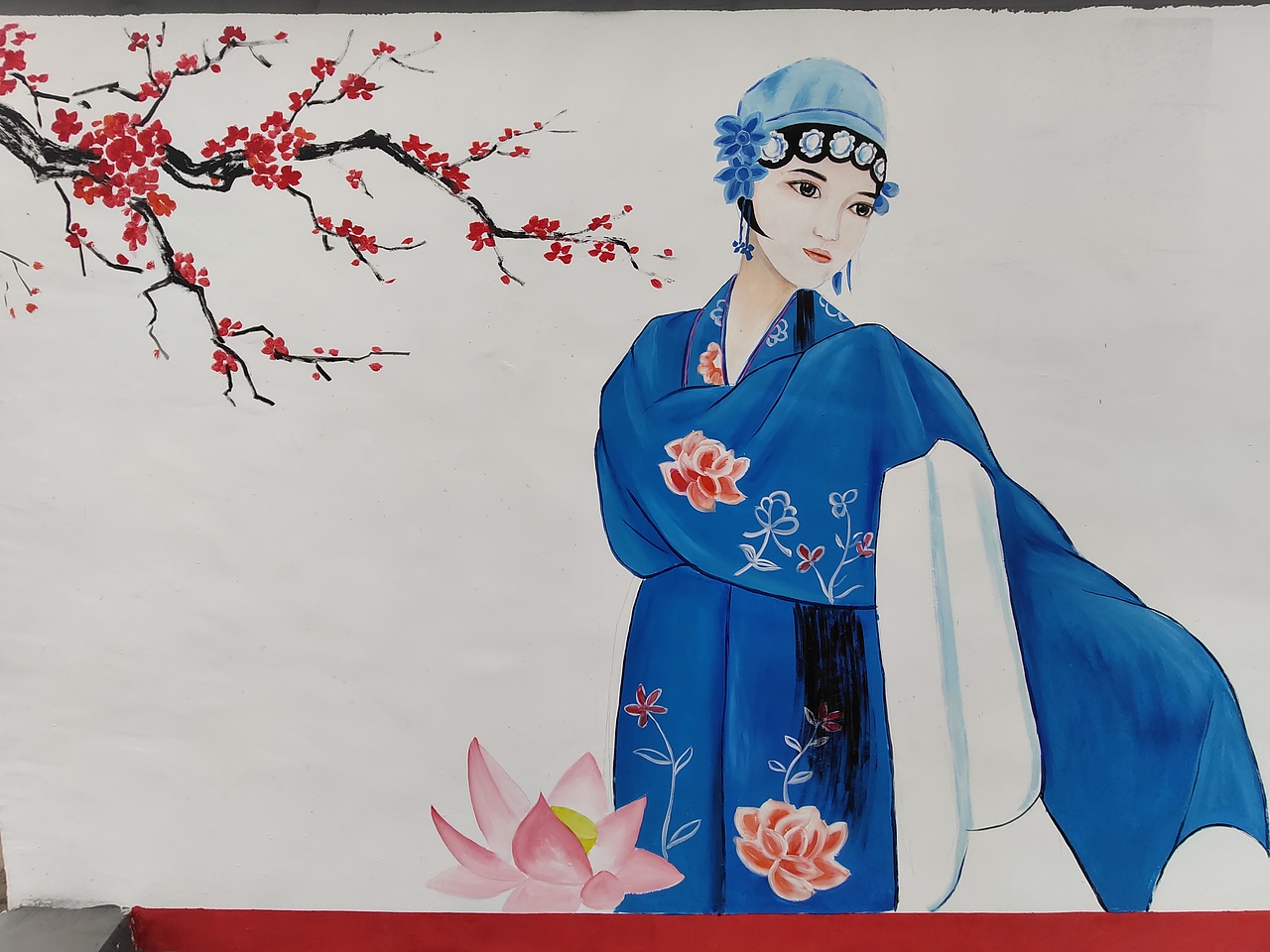 戏曲文化乡村振兴国画山水文明乡村乡村文化垃圾分类_青竹墙绘-站酷