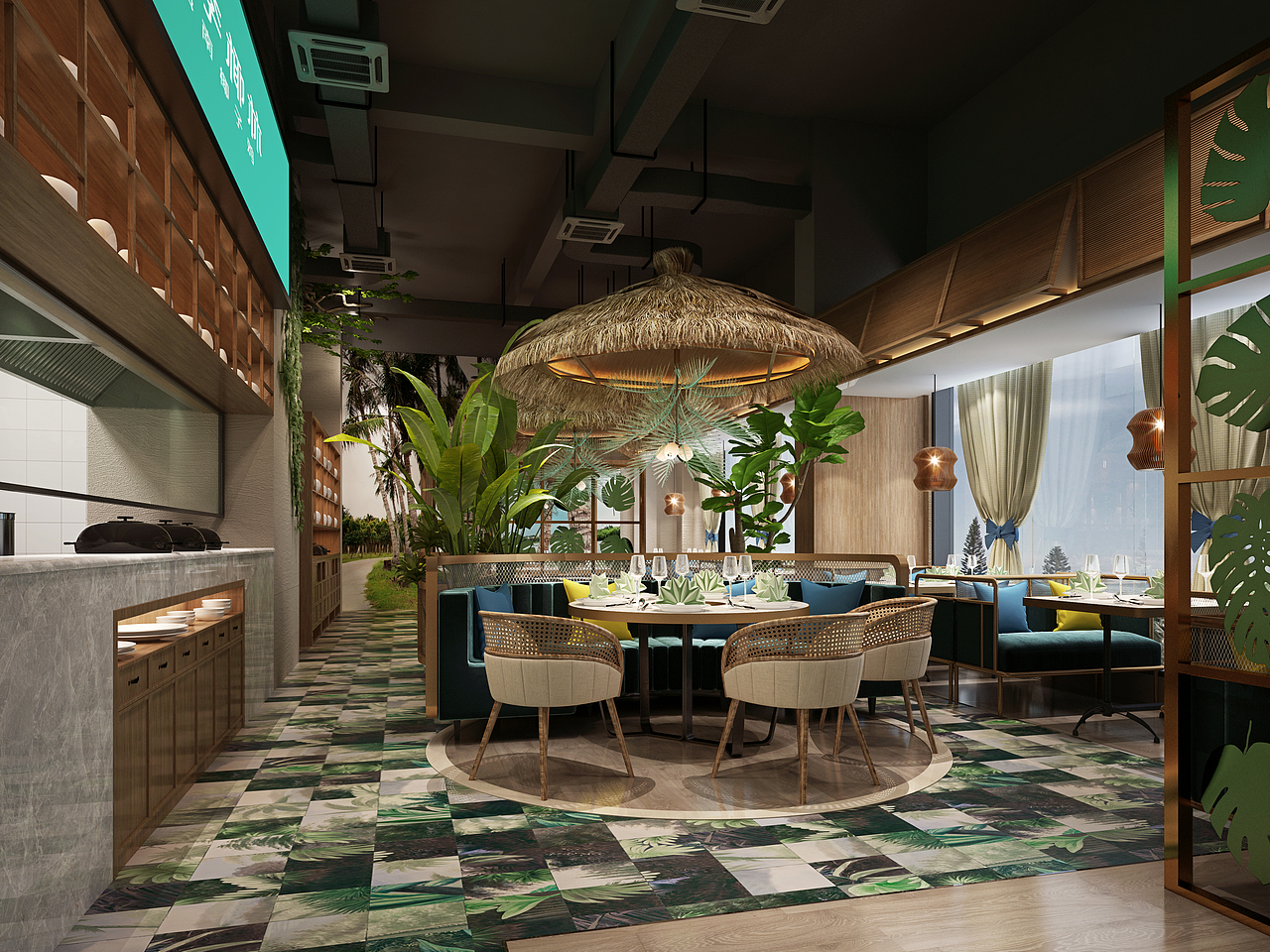 【四季椰林罗湖深业东岭店】椰子鸡火锅空间设计（图ZMjU2Njc3NjQw） - 酒店餐饮设计 - 站酷设计师智创联合设计机构原创素材 - 站酷ZCOOL