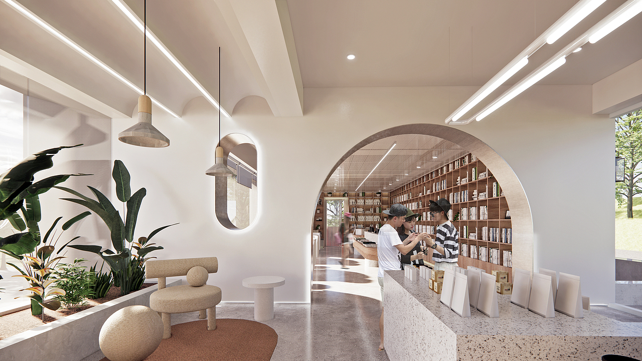 网红打卡地——公园内咖啡书吧设计