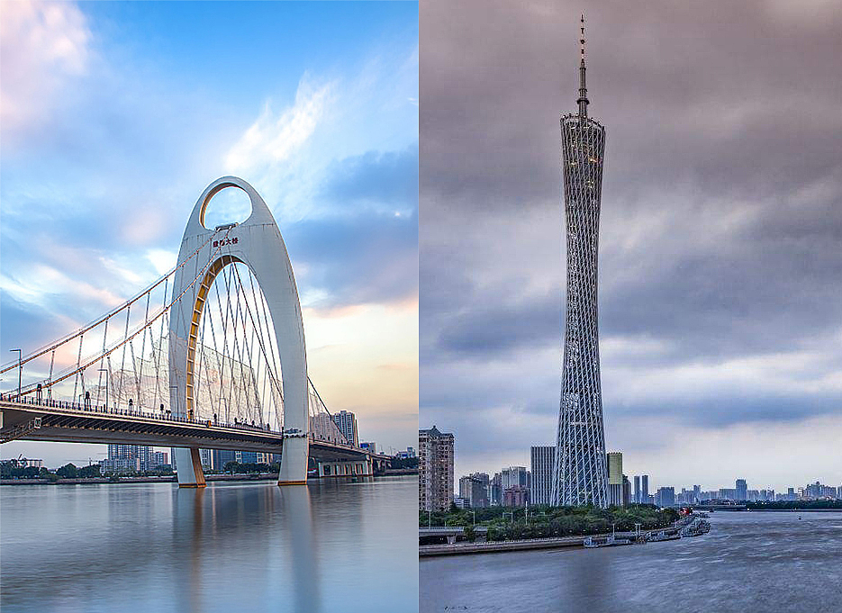 找了两个广州的地标,猎德大桥和小蛮腰融入到画面