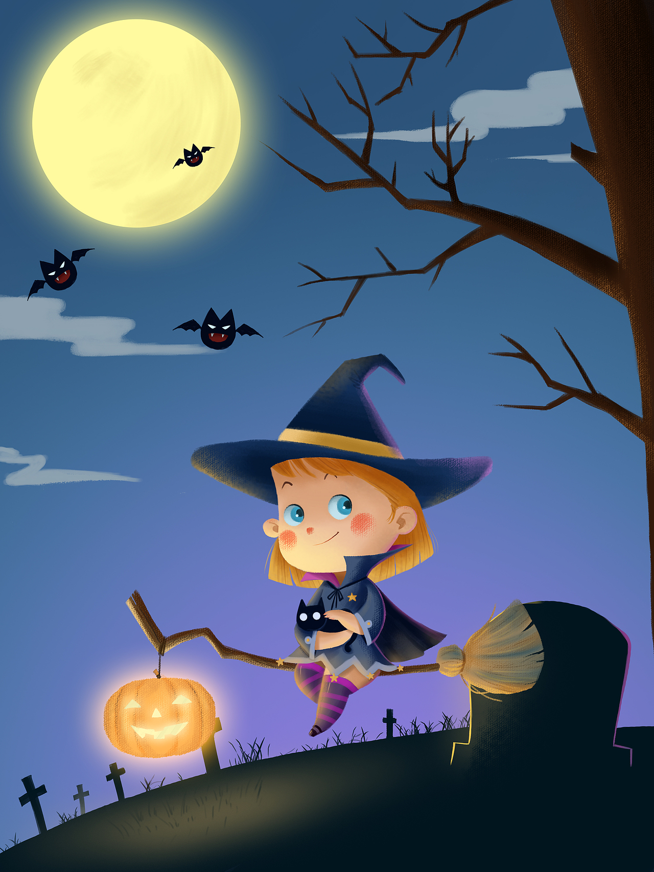 万圣节小魔女～|插画|儿童插画|u_one_原创作品-站酷zcool