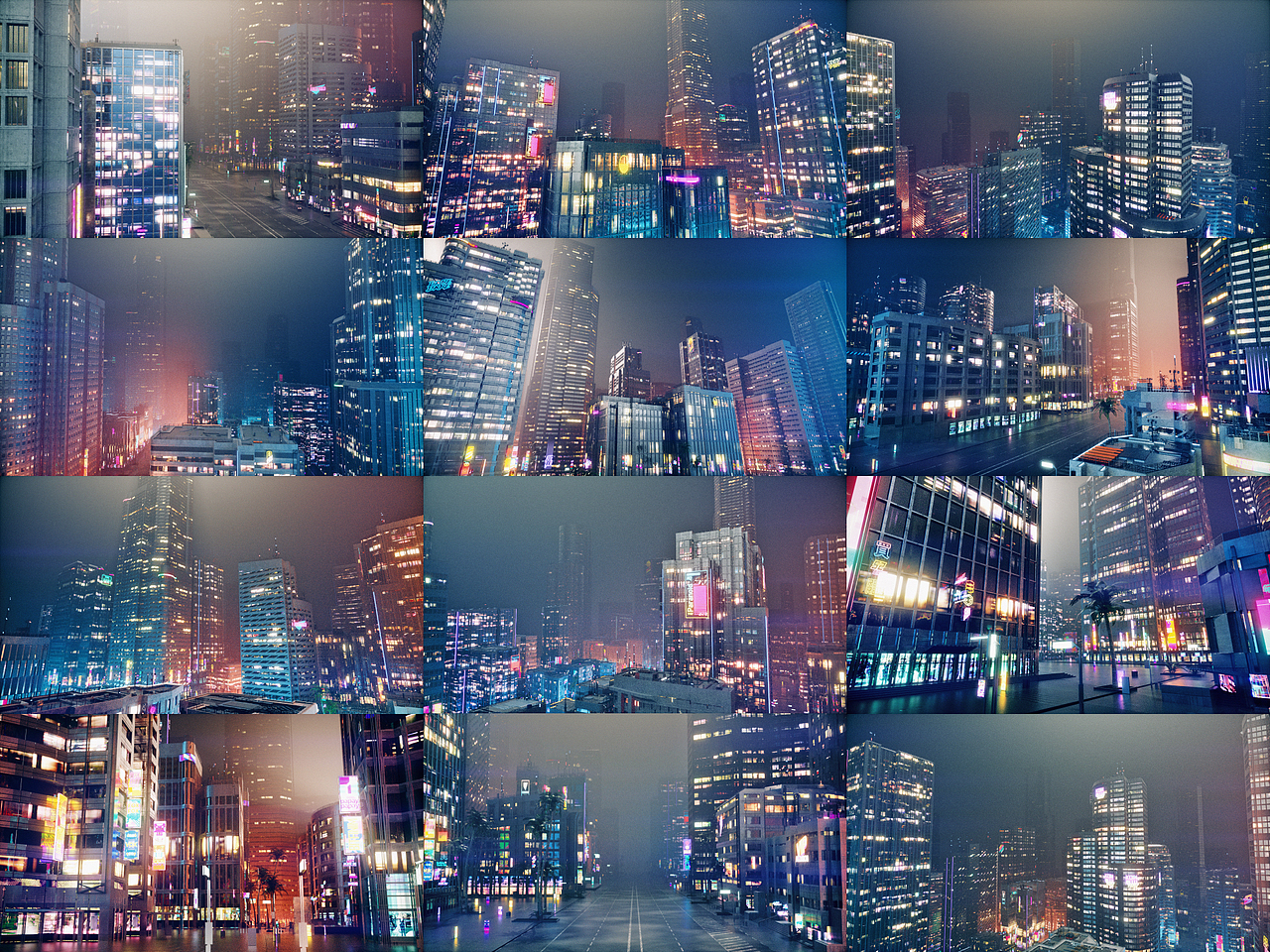 原创C4D赛博霓虹城市夜景系列