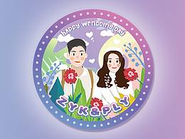 婚礼卡通插画头像