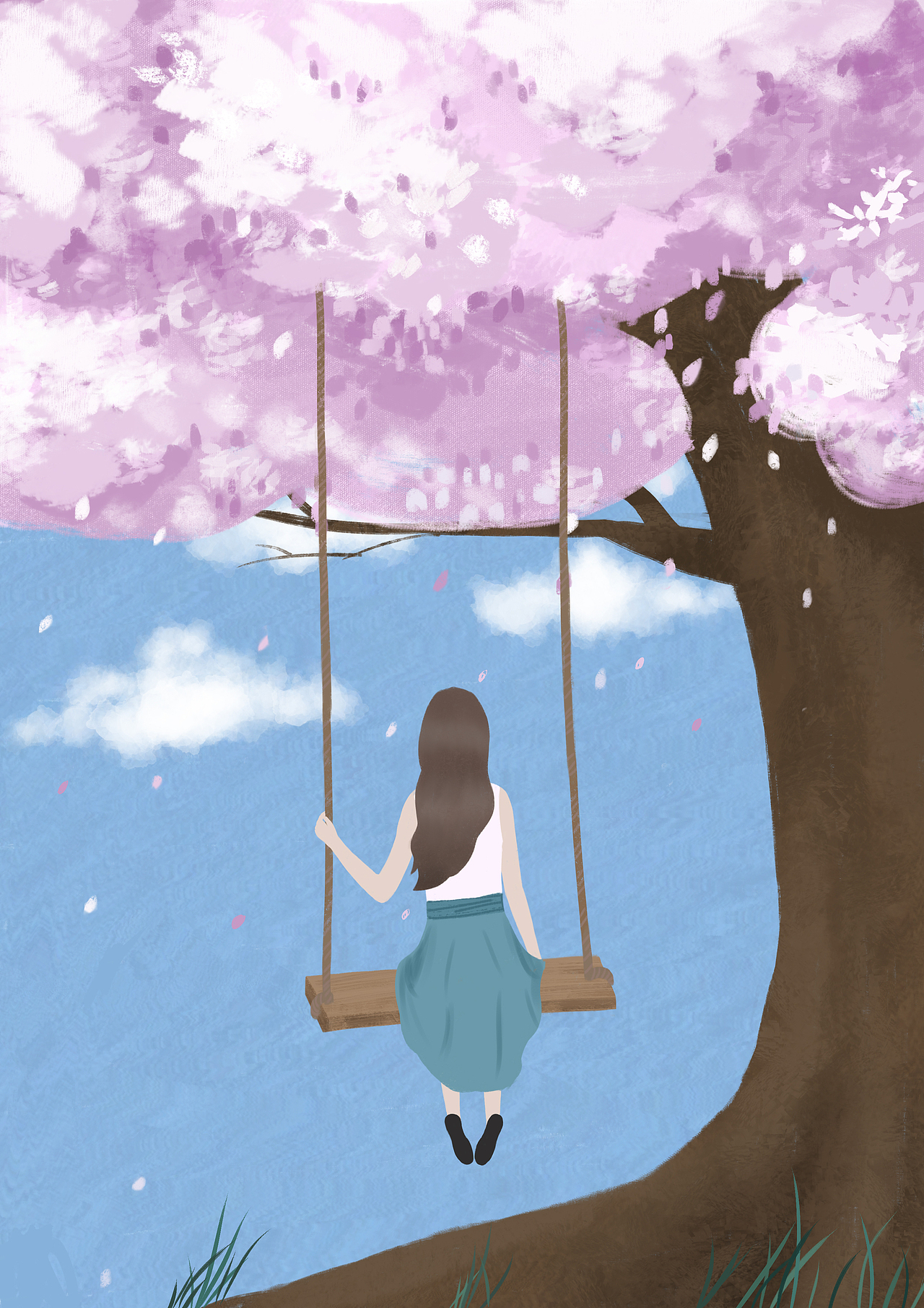 樱花女孩（图ZMjM1NTk3MDA4） - 商业插画 - 站酷设计师晓尖原创素材 - 站酷ZCOOL
