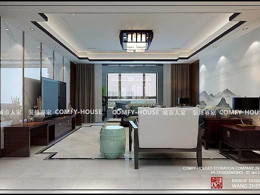 漫山香墅天麓四室两厅 178平方米 新中式风格设计（个人主页-ZMzQzMDA1Mjg=） - 家装设计 - 站酷设计师A济南城市人家原创素材 - 站酷ZCOOL