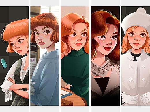 《女王的棋局》系列插画