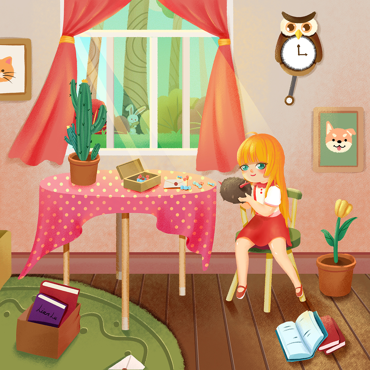 儿插绘本 屋子里的小女孩