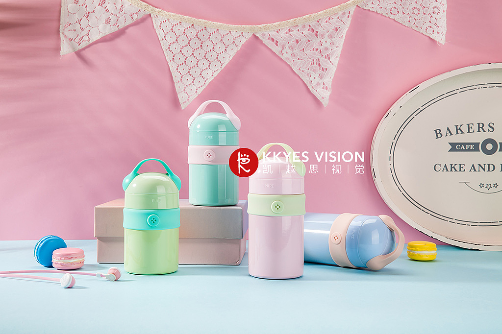 保温杯 萌系 马卡龙 可爱水杯 静物拍摄 产品摄影