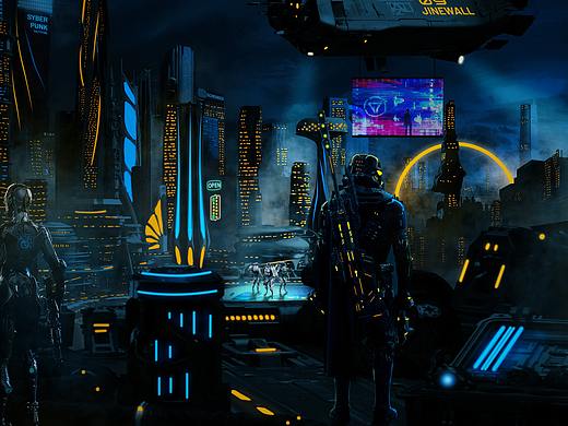 赛博朋克风冷色系场景合成练习（个人主页-ZNDk2NDcxMjQ=） - 其他平面 - 站酷设计师陈昌奇原创素材 - 站酷ZCOOL