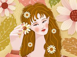 花儿与少女-雏菊