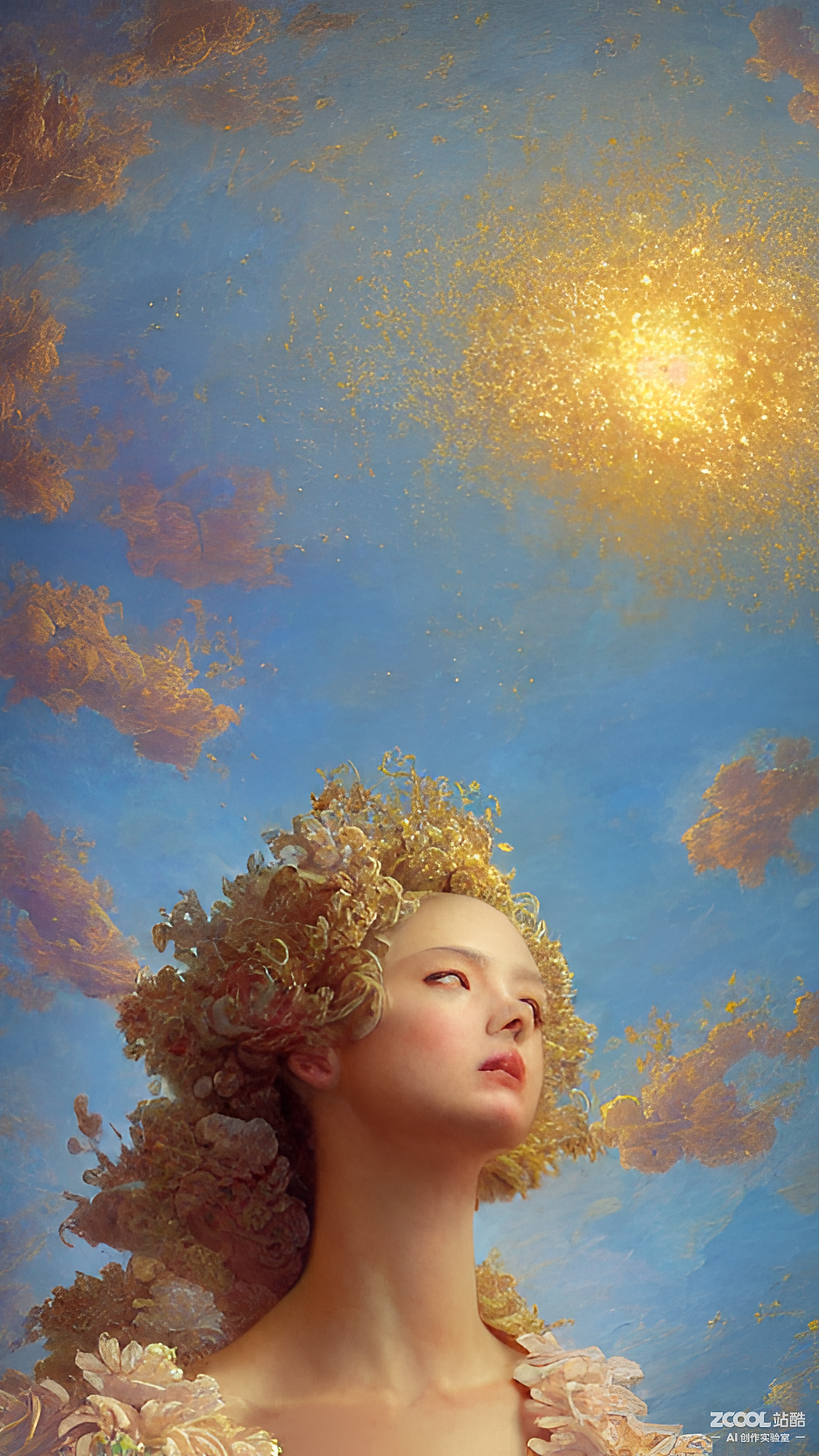 #AI创作实验室#【思考的女人】【蛋白石雕X花道】