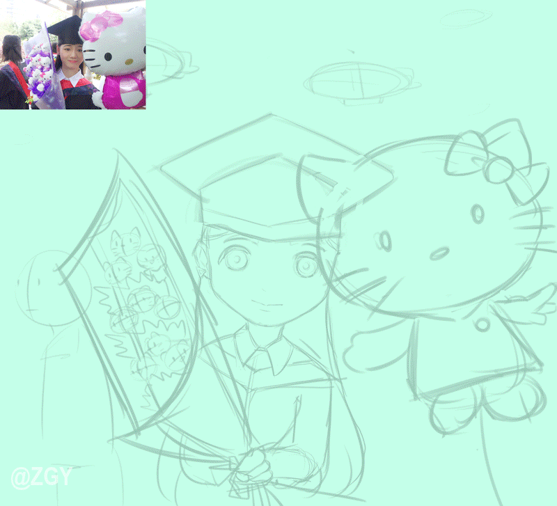 毕业季手绘q版动态过程图