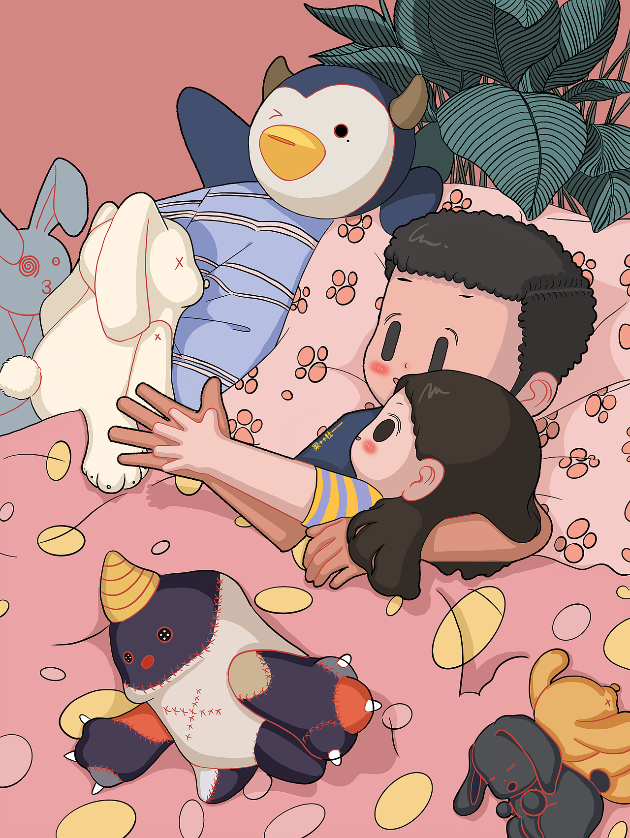 😜😜情侣日常插画