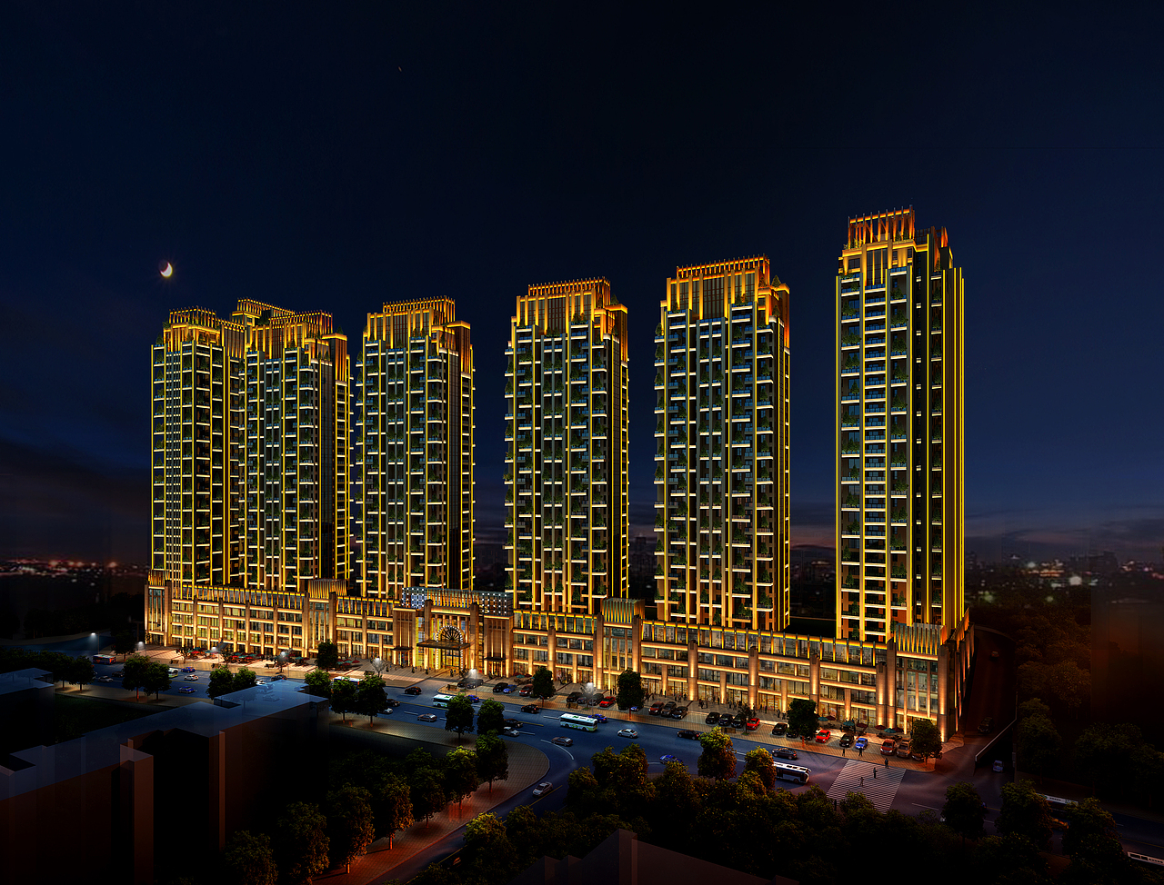 大型住宅楼亮化设计（图ZMjk4NjI4ODI0） - 景观设计 - 站酷设计师怕吵原创素材 - 站酷ZCOOL