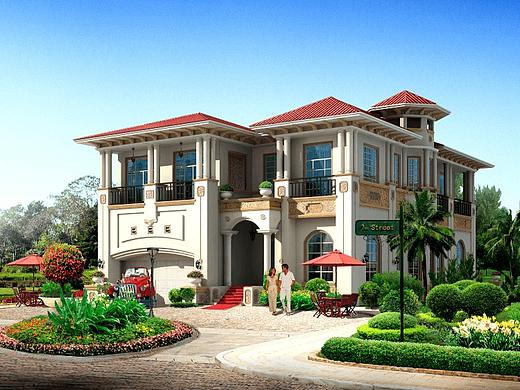 北美风情小别墅设计CAD建筑施工图图纸