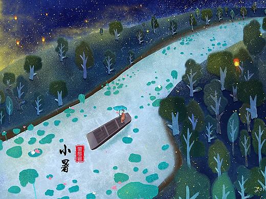 节日 | 原创小暑节气插画（个人主页-ZMzY2NzIyNzY=） - 创作习作 - 站酷设计师晓夏插画原创素材 - 站酷ZCOOL