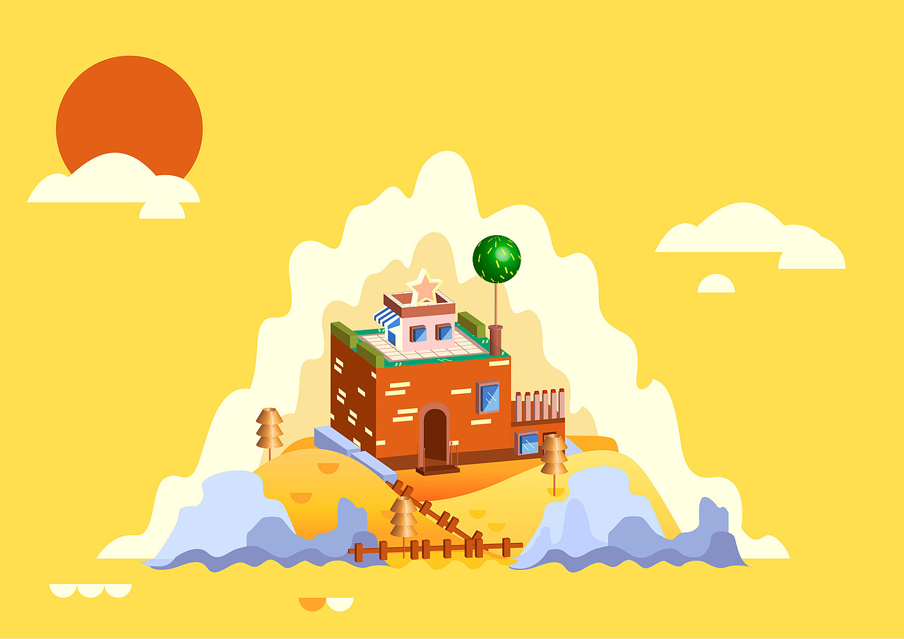 扁平插画风房屋设计（图ZNjYzMDA3MTY=） - 图案 - 站酷设计师MrMoon5原创素材 - 站酷ZCOOL