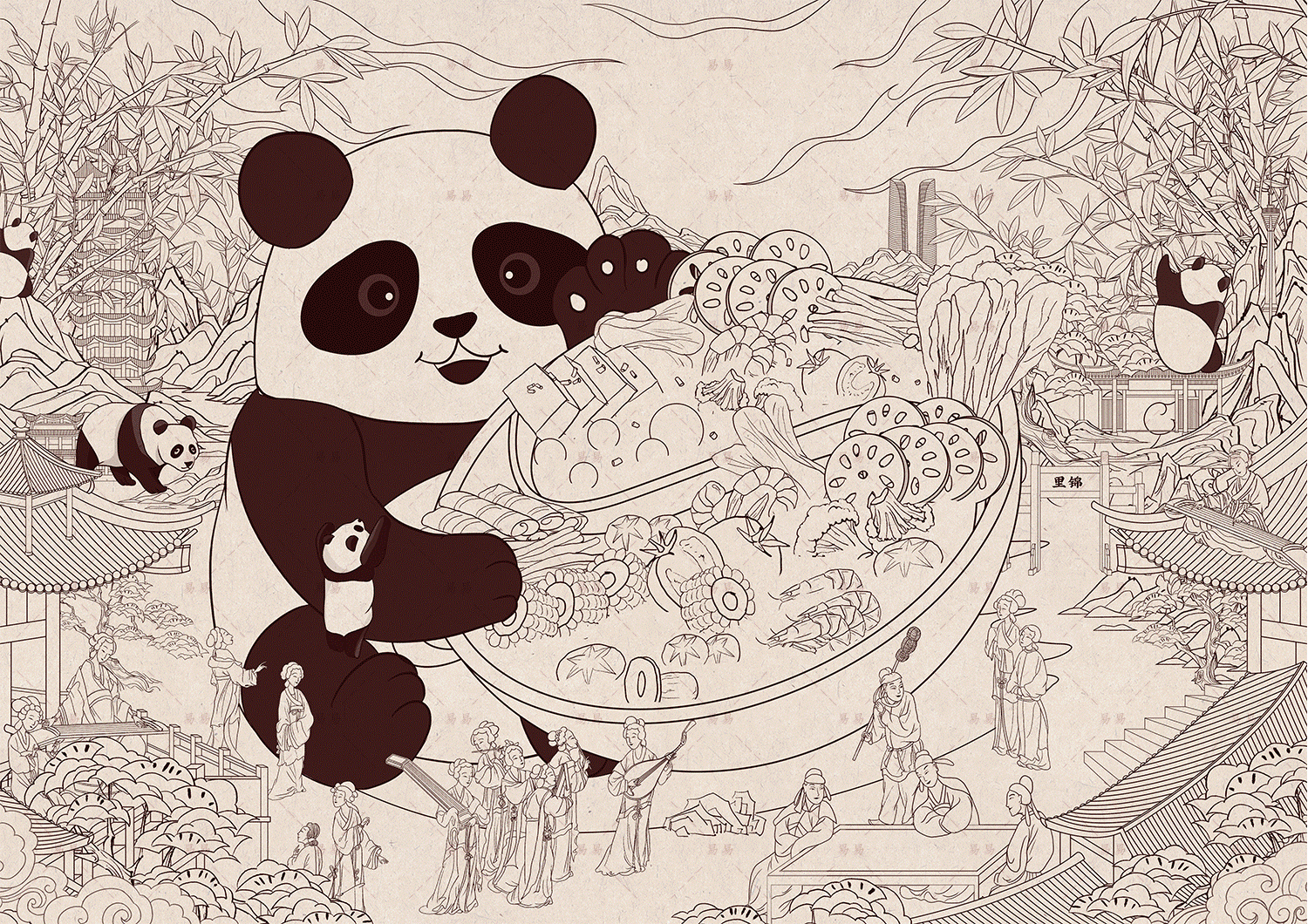 城市印象国潮插画之青岛和成都