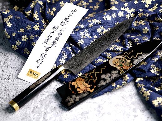 岩刃社出品-佐治-莳绘风神雷神厨刀