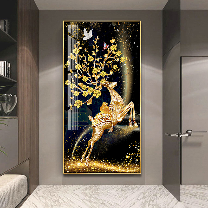 金鹿送福装饰画画芯设计（图ZMjYwMzMwNTky） - 图案 - 站酷设计师艳子王原创素材 - 站酷ZCOOL