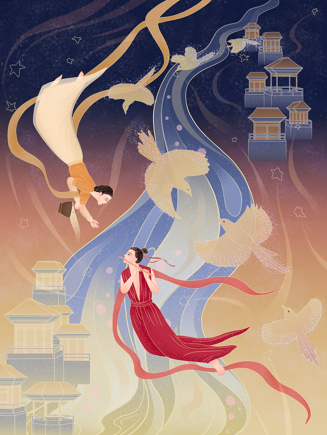 七夕牛郎织女鹊桥相会