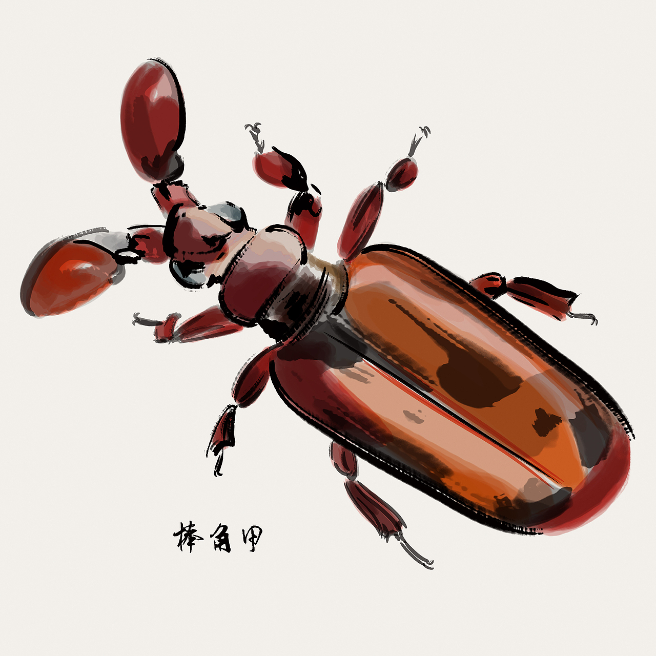 100张水墨甲虫
