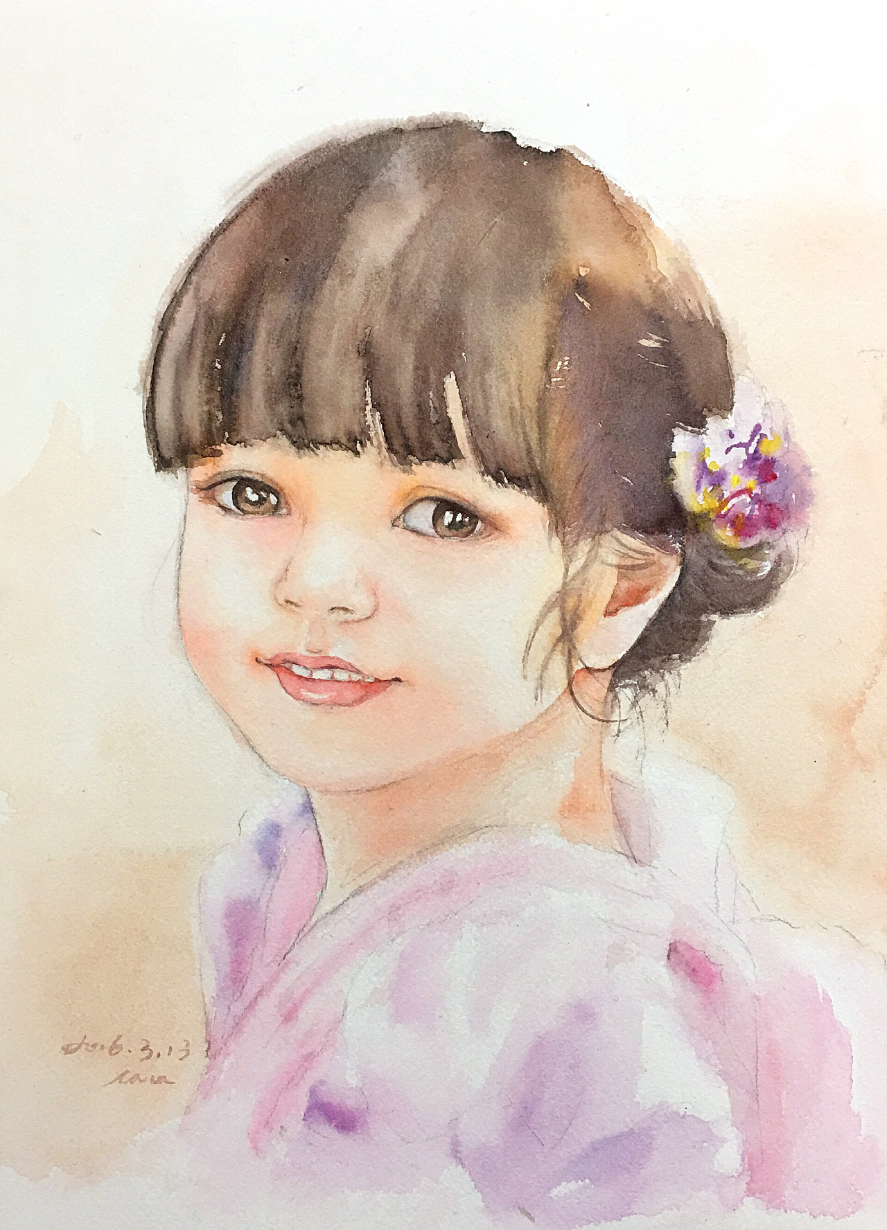 水彩小女孩的过程