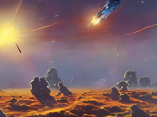 #站酷梦笔#广袤的天空中，一颗璀璨的流星划过长空，穿