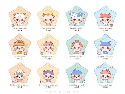 十二星座-可爱Q版手绘
