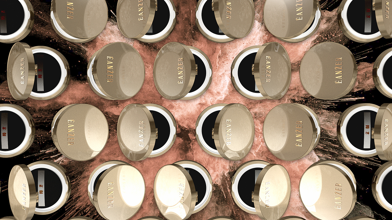 彩妆产品  双拼烤粉 三维+实拍