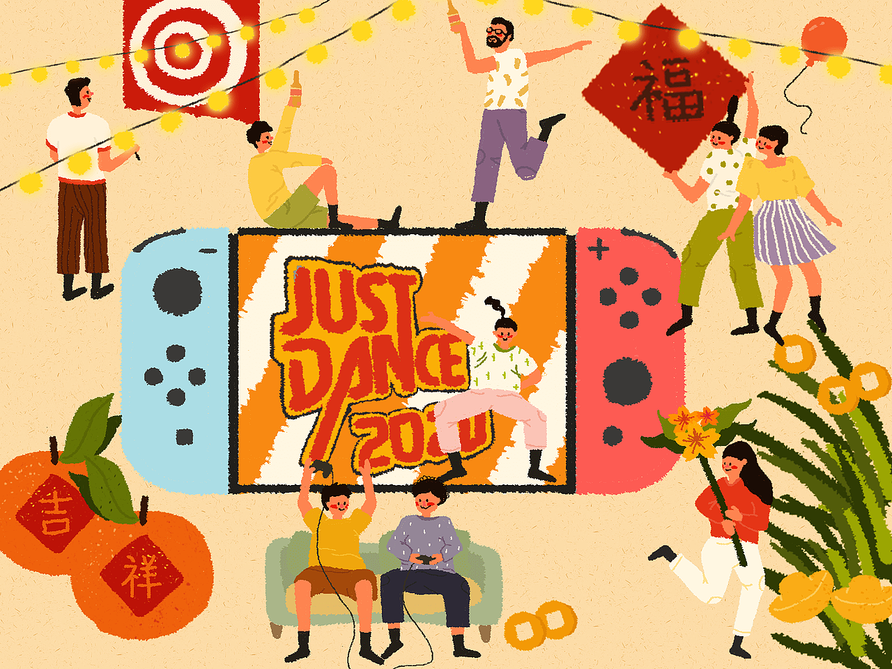 新年快乐（图ZMTkwNzQ3Mzg0） - 艺术插画 - 站酷设计师ChloeHuo原创素材 - 站酷ZCOOL