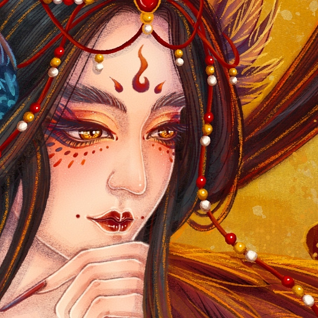 《山海经》系列插画之一,毕方鸟